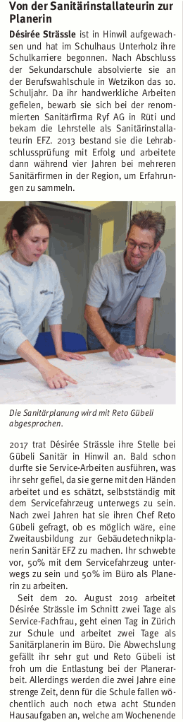 Von Sanitärinstallateurin zur Planerin