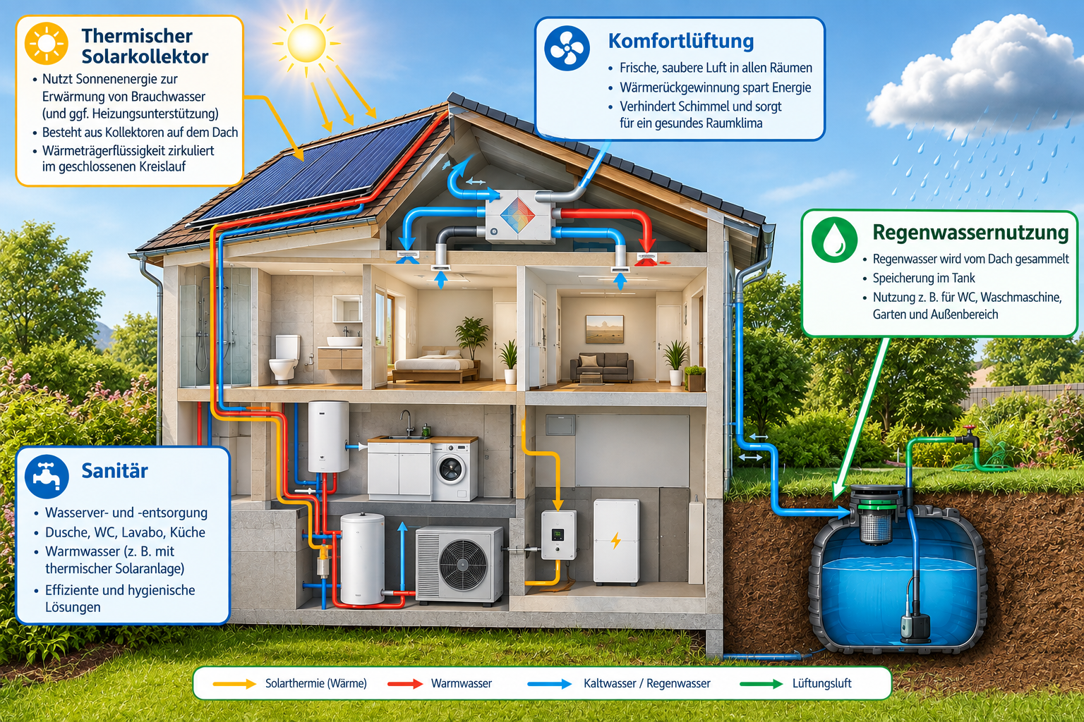 Gübeli Sanitär AG beratet Sie gerne bei den Themen Sanitär, Solarenergie, Komfortlüftung, Regenwassernutzung und Wärmepumpen